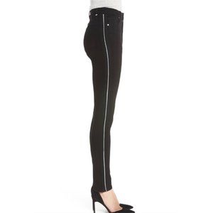 Hudson Holly High-Rise Skinny Ankle Jeans Piping Ribbon Stripe Black 27 NEW $225